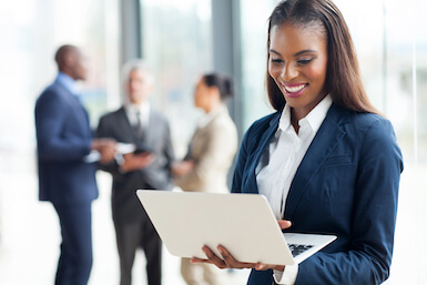 Image of black business woman with laptop